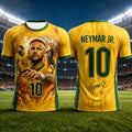 New Trendy Neymar Soccer Jersey 3D Printed Breathable Summer Sports Shirt for Fans Outdoor Football Practice and Daily Wear