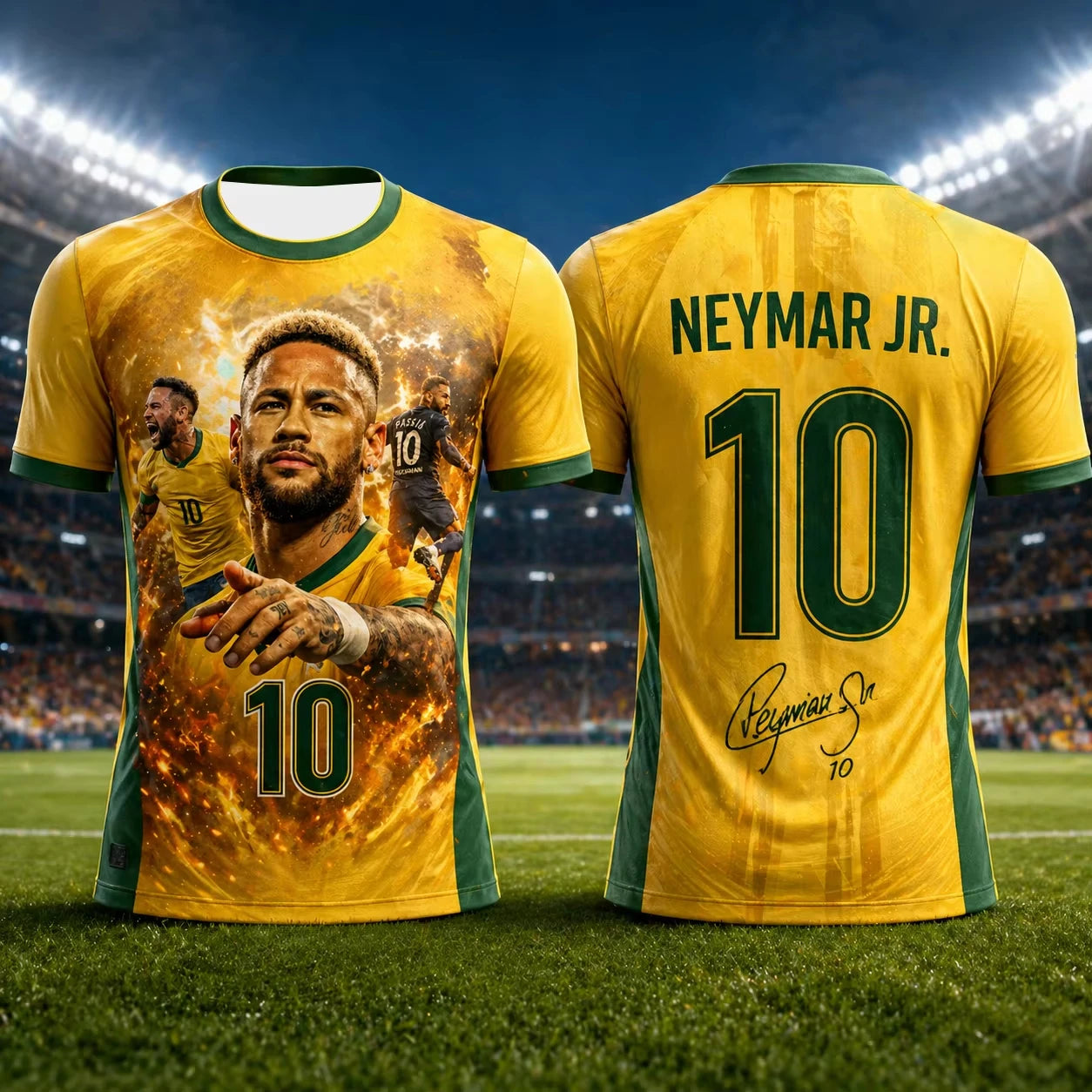 New Trendy Neymar Soccer Jersey 3D Printed Breathable Summer Sports Shirt for Fans Outdoor Football Practice and Daily Wear