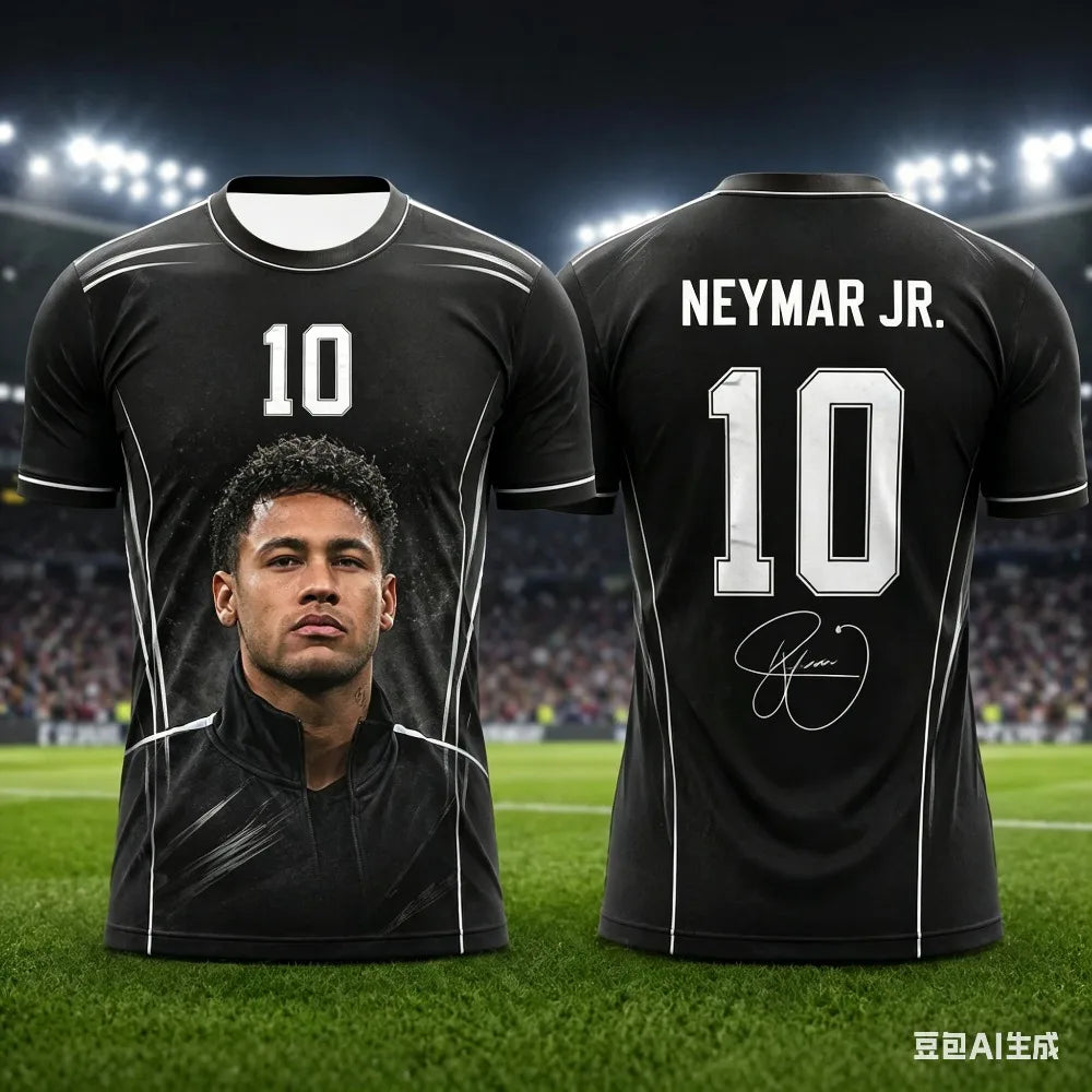 Neymar Jr #10 Brazil National Team Soccer Jersey T-Shirt, Men Women Yellow Green Short Sleeve Football Fan Streetwear Tee