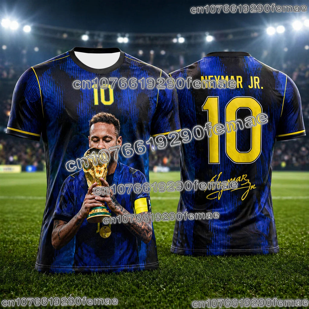 Neymar Commemorative 3D Printed Football Jersey Breathable Summer Fan Shirt For Outdoor Exercise Soccer And Daily Activities