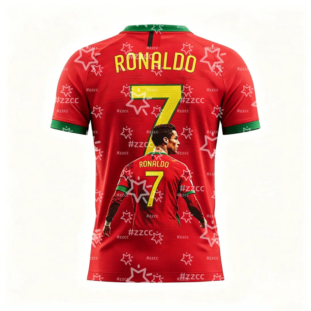 25-26 Ronaldo football jersey Portugal Football fan gift Summer Sports Men's T-Shirt Kid's Clothing Tee Woman cycling jersey ﻿