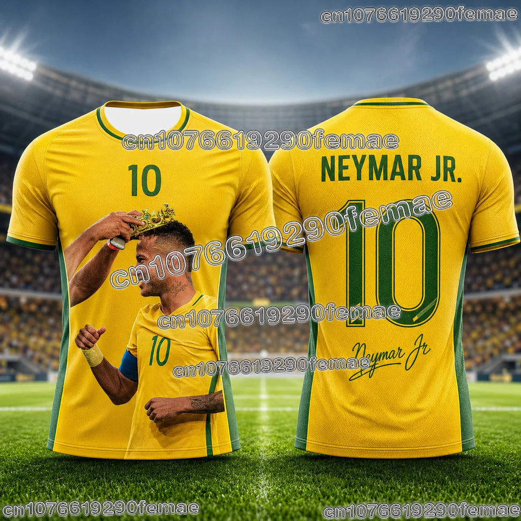 Neymar Commemorative 3D Printed Football Jersey Breathable Summer Fan Shirt For Outdoor Exercise Soccer And Daily Activities
