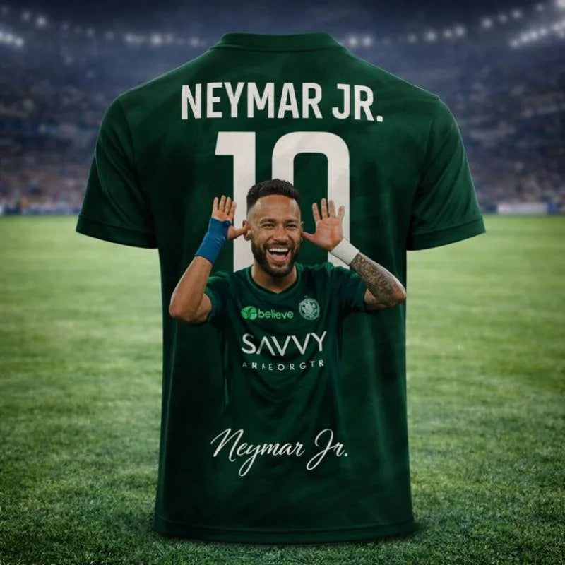 Men's Brazil Neymar Jr Soccer Jersey Family Matching 10 Number Print Short Sleeve Quick Dry Commemorative Casual Sports Shirt