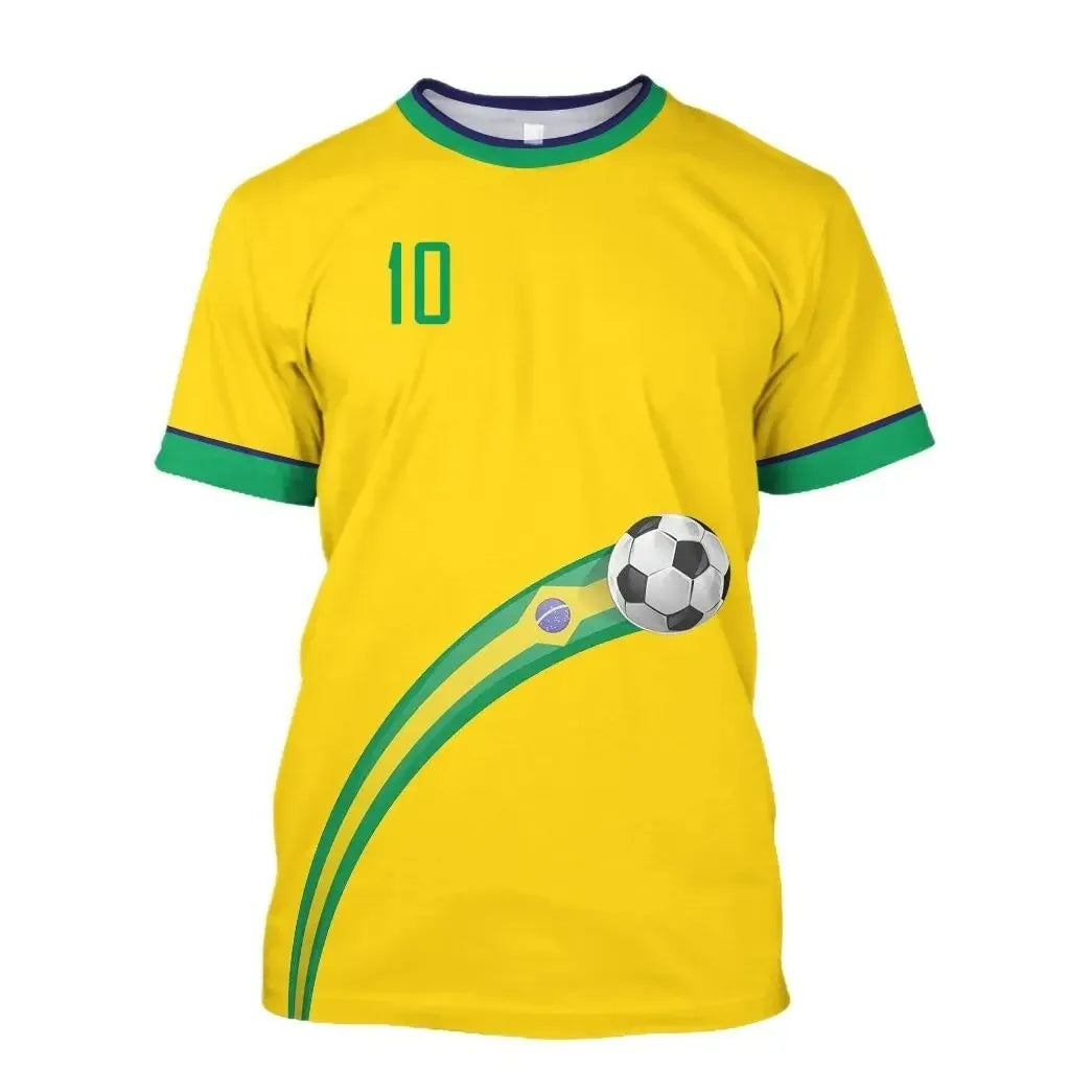 2026 New Brazil Football Jersey T Shirt Brazilian National Team Shirt O Neck Oversized Casual Streetwear Men's Apparel