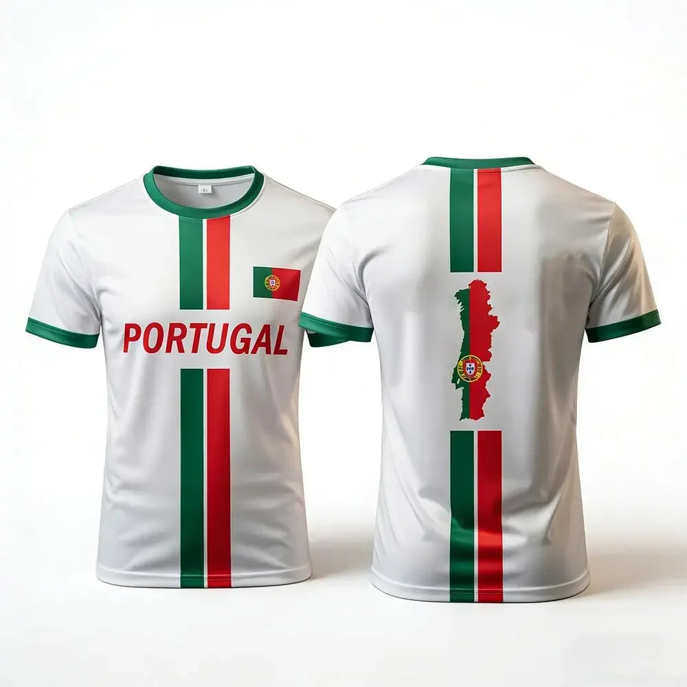 Portugal Flag 3D Printed Jersey Summer Outdoor Breathable Short-sleeved Football Training Top 2026 Men's Fan Gift T-shirt