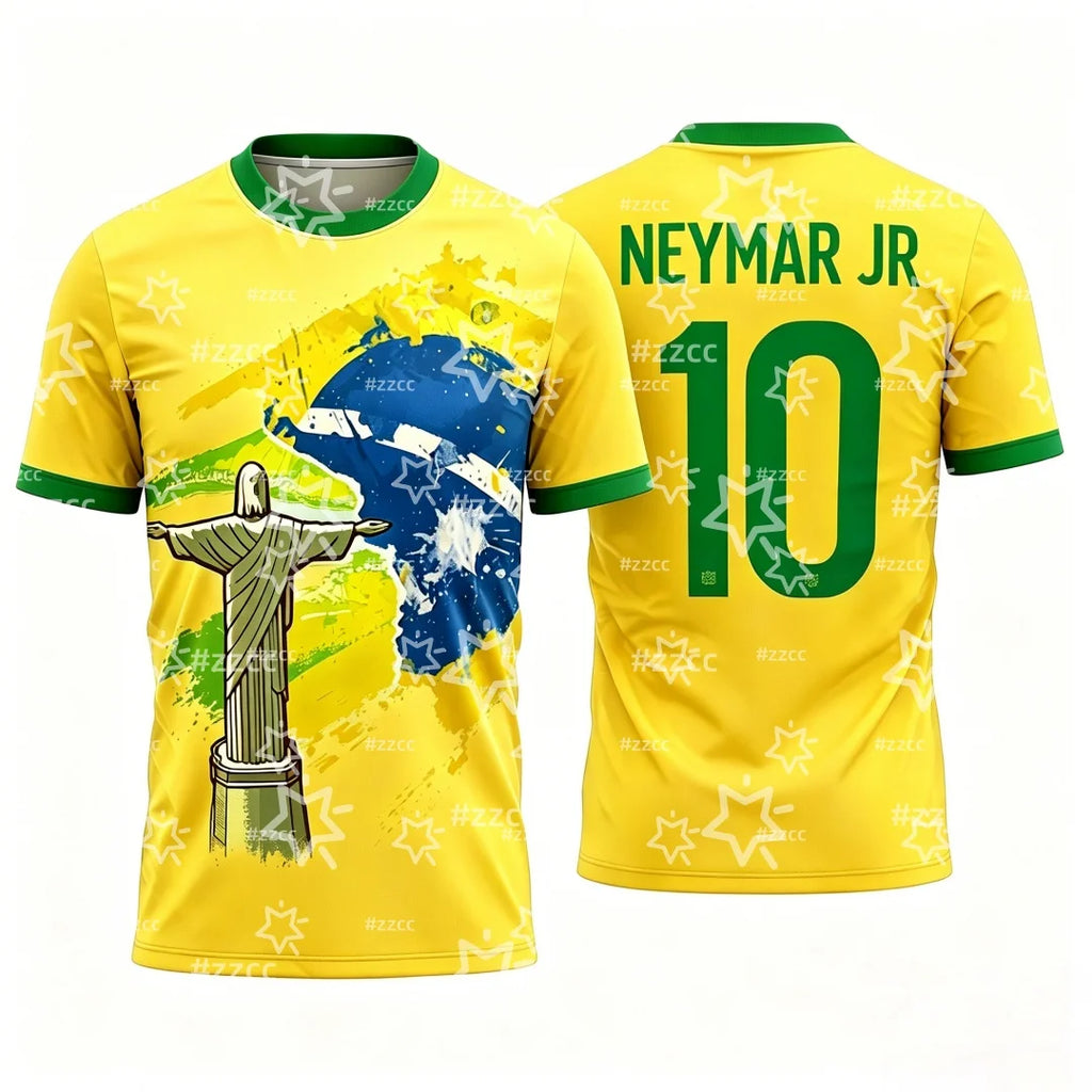 2026 Neymar Brazil national football team jersey training kit Summer Sports Men's T-Shirt Kid's Clothing Tee cycling jersey