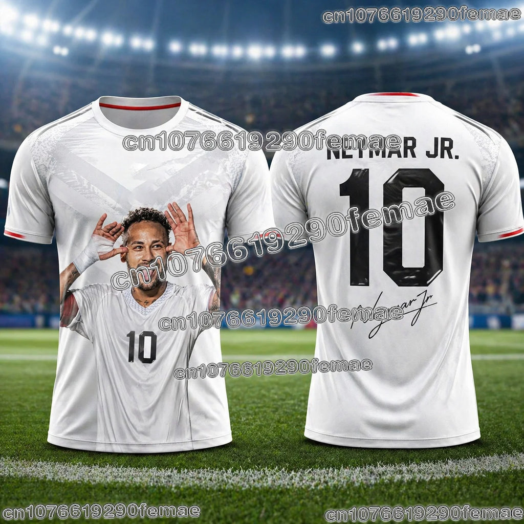 Neymar Commemorative 3D Printed Football Jersey Breathable Summer Fan Shirt For Outdoor Exercise Soccer And Daily Activities