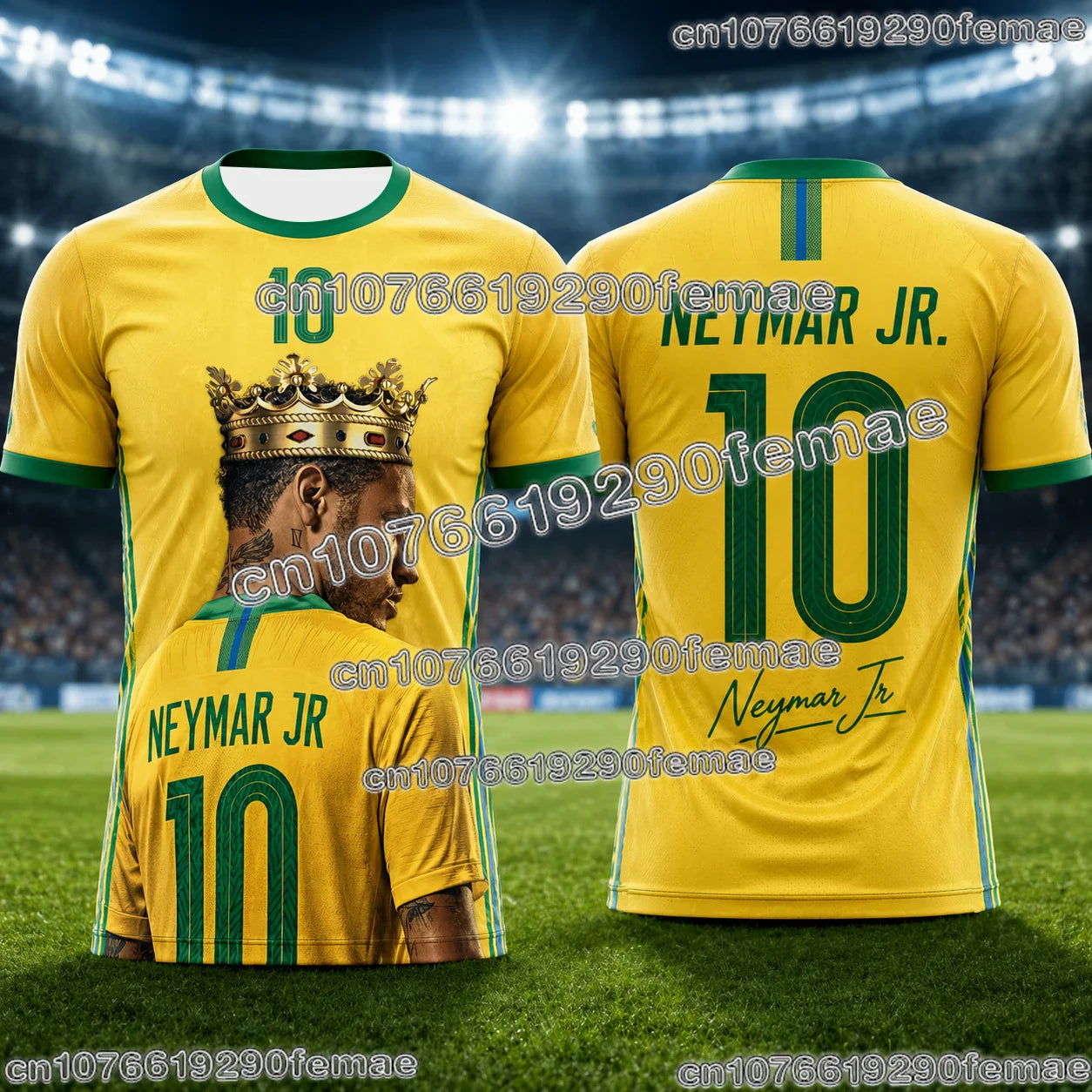Neymar Commemorative 3D Printed Football Jersey Breathable Summer Fan Shirt For Outdoor Exercise Soccer And Daily Activities