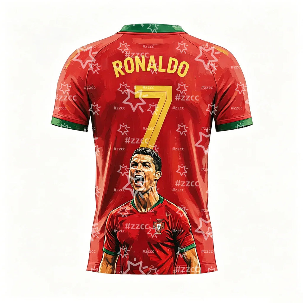 25-26 Ronaldo football jersey Portugal Football fan gift Summer Sports Men's T-Shirt Kid's Clothing Tee Woman cycling jersey ﻿