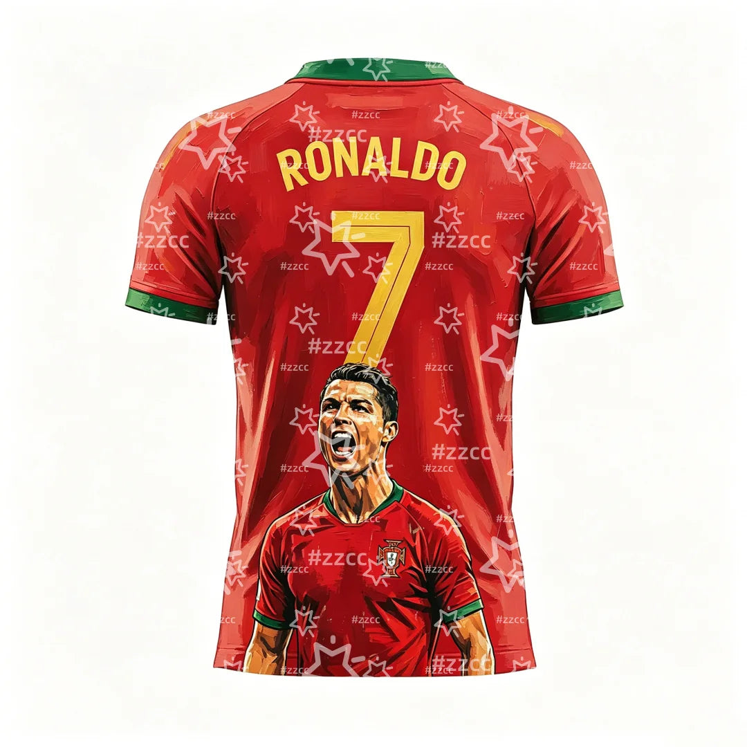 25-26 Ronaldo football jersey Portugal Football fan gift Summer Sports Men's T-Shirt Kid's Clothing Tee Woman cycling jersey ﻿
