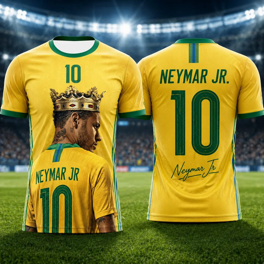 Neymar Commemorative 3D Printed Football Jersey Breathable Summer Fan Shirt For Outdoor Exercise Soccer And Daily Activities